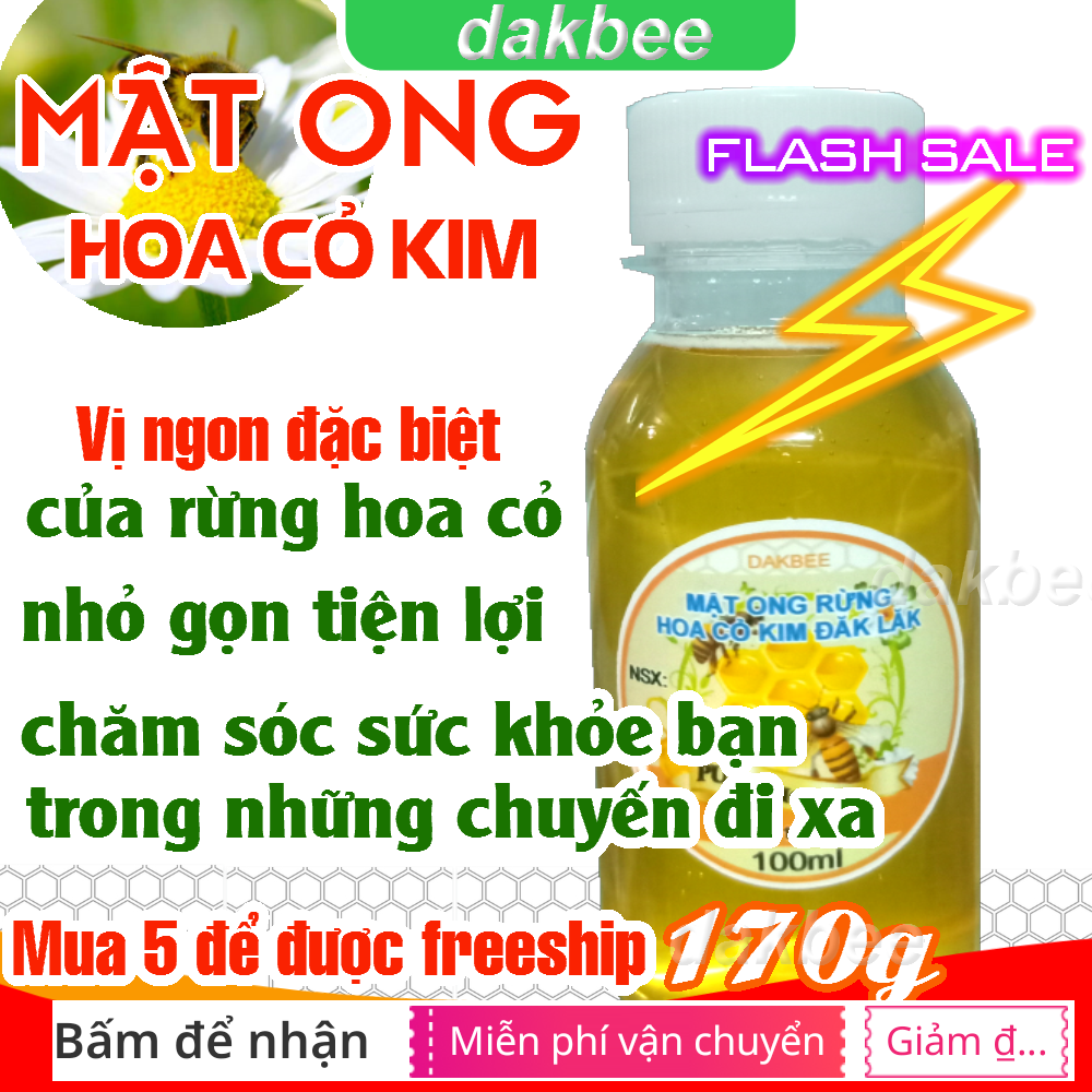 mật ong rừng hoa cỏ kim nguyên chất - - [100ml] - tăng cường sức khỏe, sức đề kháng cho cơ thể - dakbee