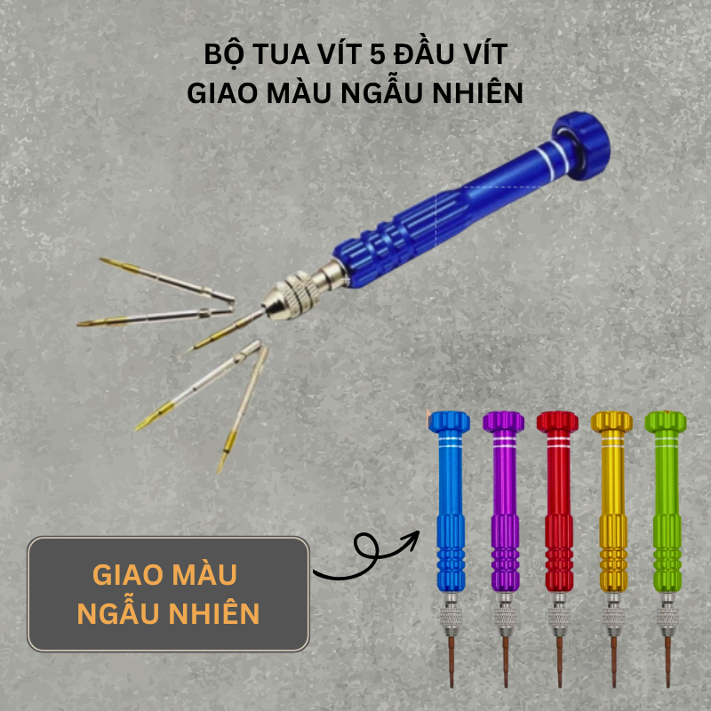 Bộ tua vít 5 đầu đa năng cao cấp, sửa chữa điện thoại Iphone, Ipad, Samsung...