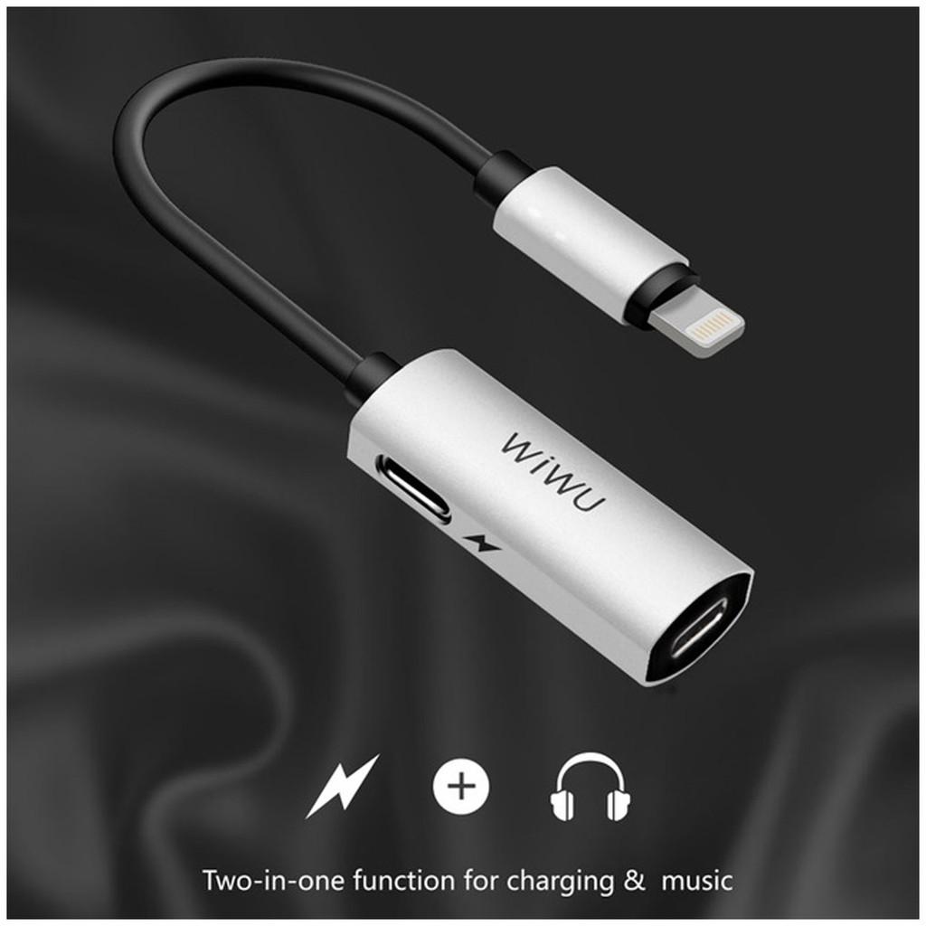 Jack Chuyển Tai Nghe WIWU LT02 - Chân Sạc Lightning Ra 2 Chân Lightning