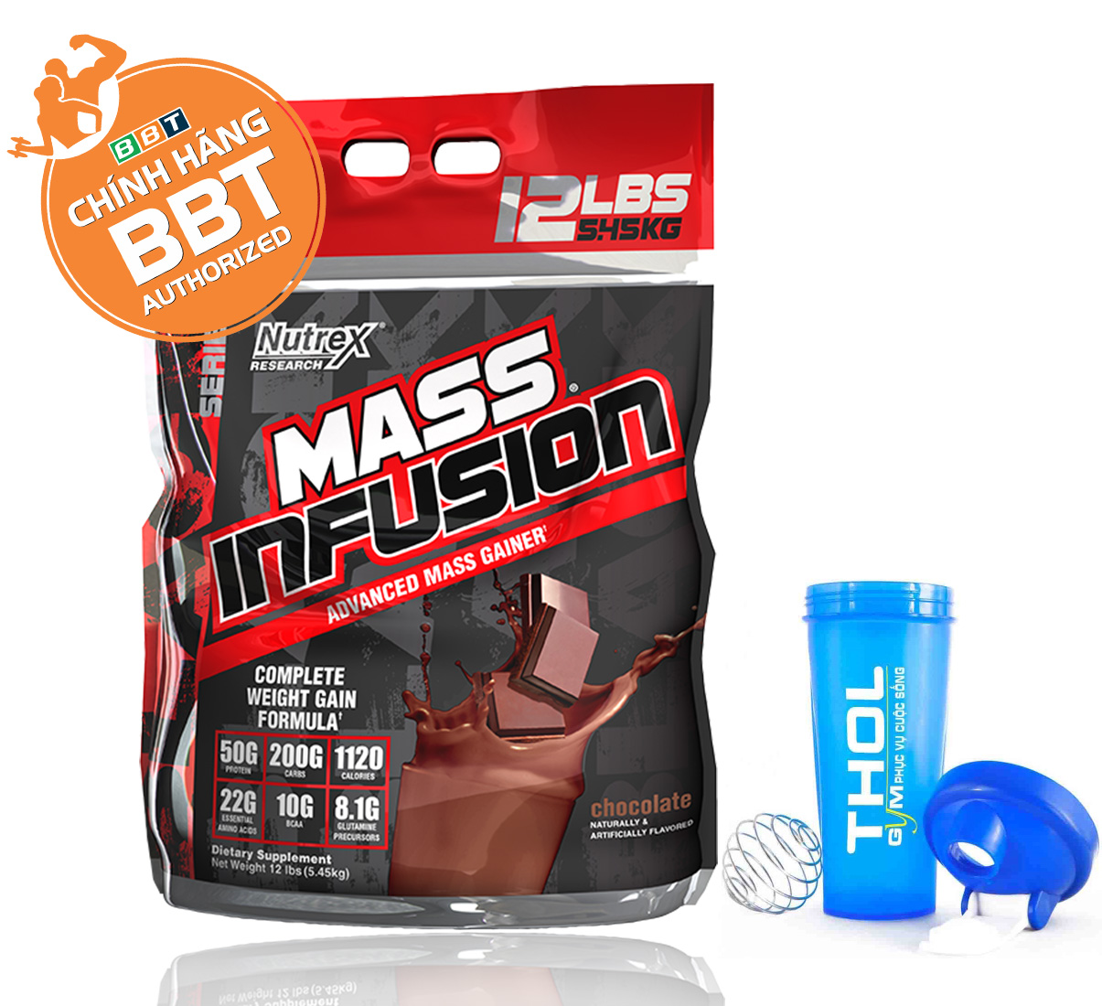 Sữa tăng cân - Nutrex Mass Infusion - Nhiều khoáng chất - Tăng cân hiệu quả - 19 Lần dùng - 5.45kg - Tặng kèm bình lắc 700ml cao cấp