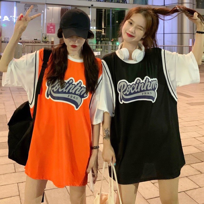 Áo Thun Bóng Rổ Rocinhm Pha Tay Form Rộng