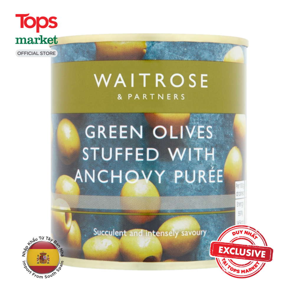 Ô Liu Xanh Tách Hạt Nhồi Cá Cơm Waitrose & Partners Lon 200G