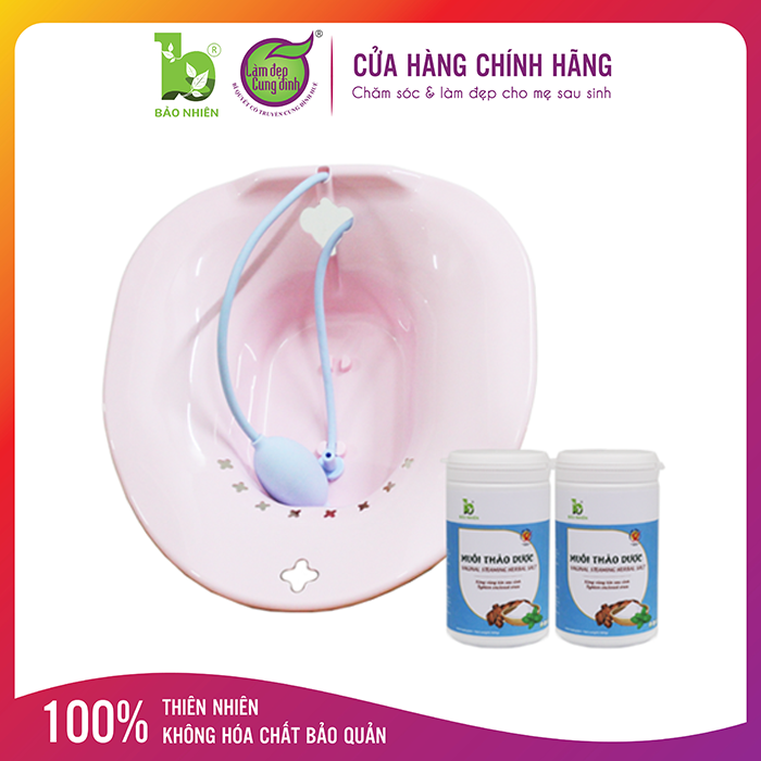 Combo xông vùng kín: 2 muối xông vùng kín + 1 chậu xông vùng kín