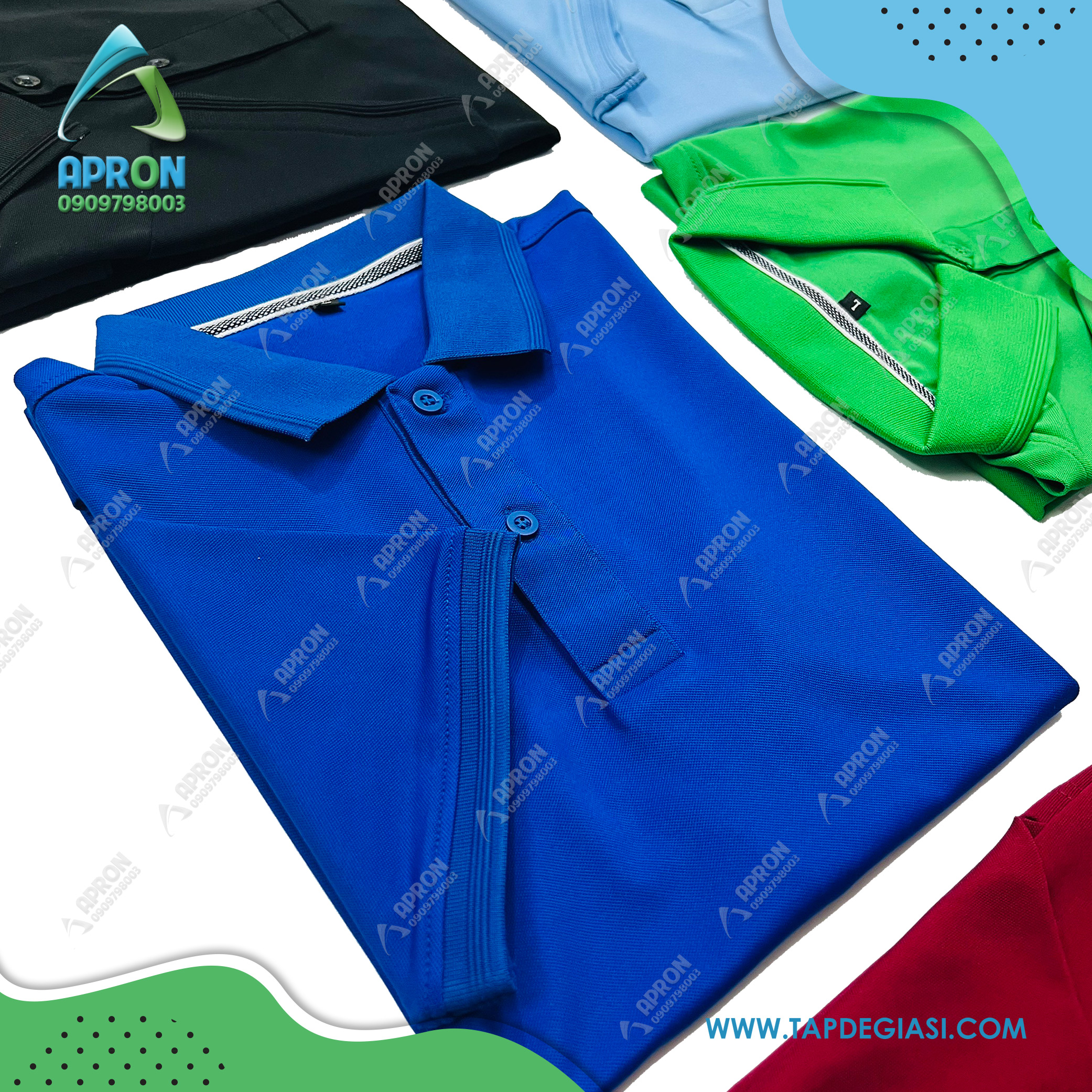 Áo thun polo đồng phục trơn chất vải thun cá sấu thái 4 chiều cao cấp