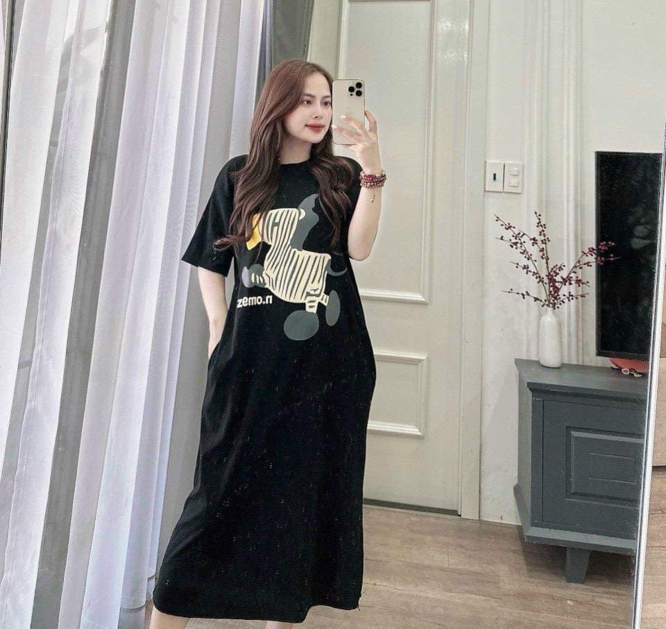 Đủ size từ 45-100kg, Váy bầu bigsize chất cotton