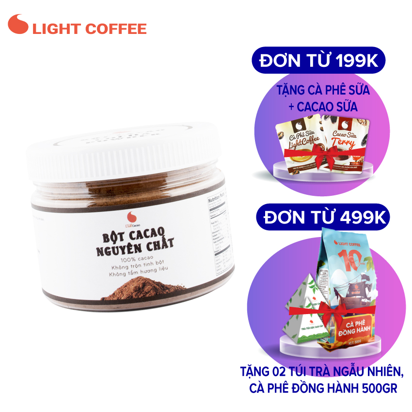 Bột Cacao nguyên chất làm bánh, làm socola thơm ngon Light Cacao - hũ 150g
