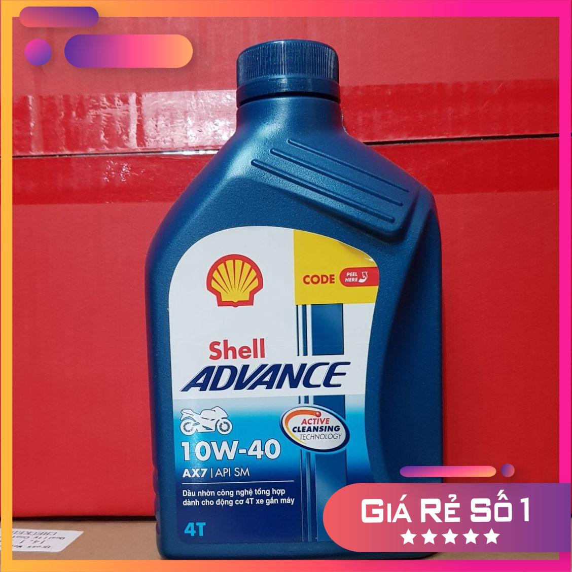 Nhớt shell advance 4t ax7 10w40 synthetic based 800ml, nhớt xe số và xe côn tay shell ax7 10w40.