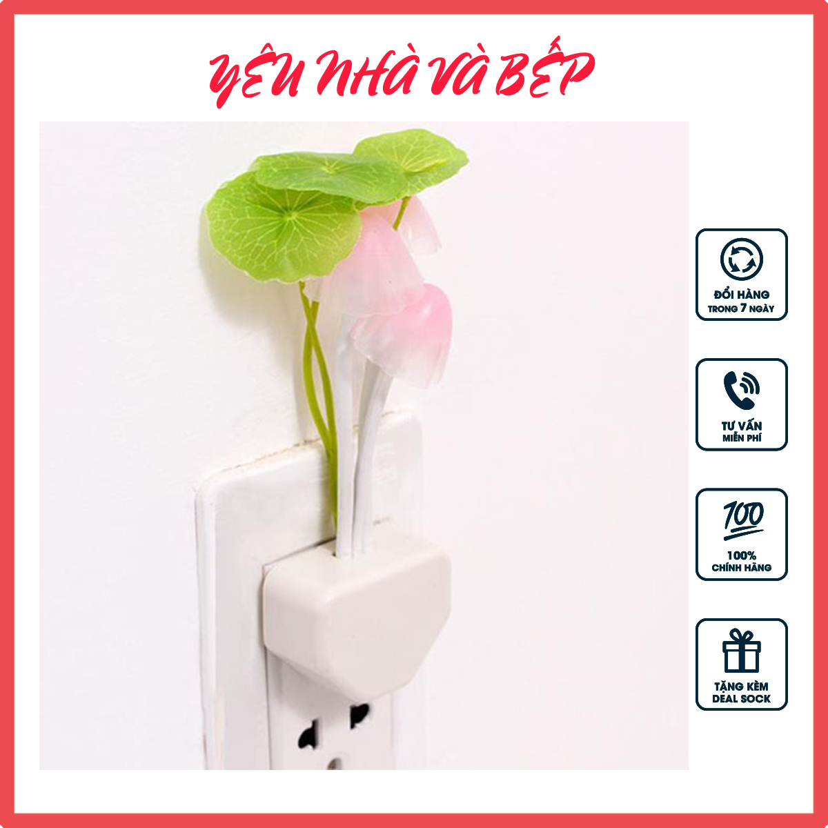 Đèn ngủ cảm ứng ánh sáng hình cây nấm, ánh sáng dịu nhẹ không gây lóa mắt