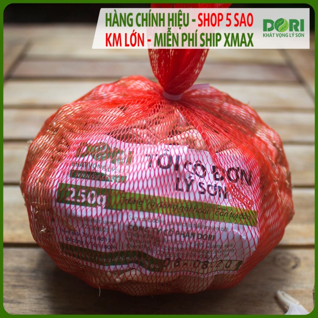 Tỏi Cô đơn Lý Sơn Dori - Túi lưới 250g, 100g - Trồng tại đảo Lý Sơn - Cam kết đúng xuất xứ - Hoàn tiền 200% nếu sai cam kết - Dùng để ăn sống hoặc chế biến
