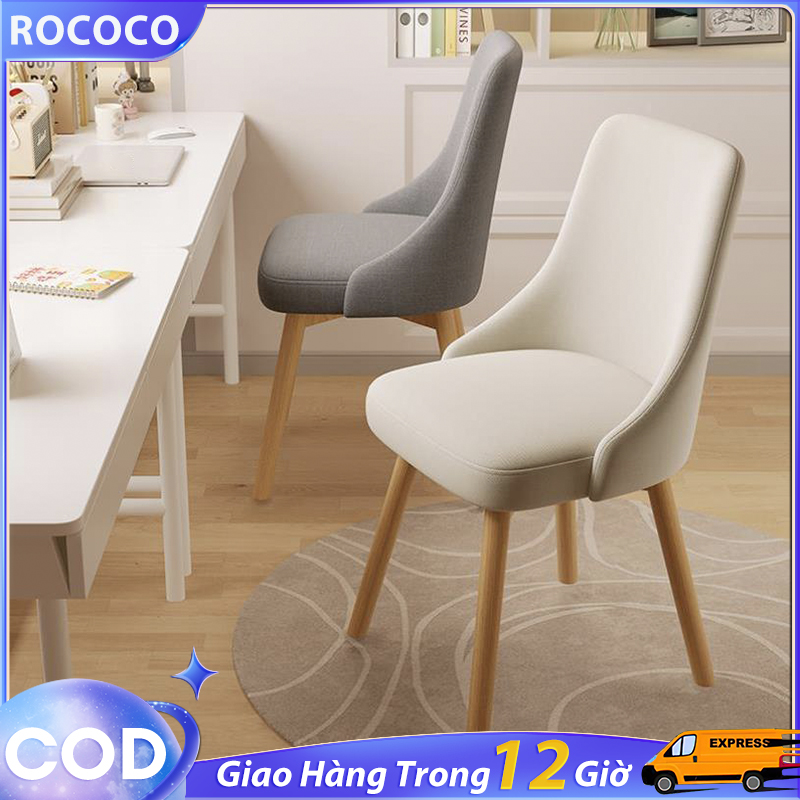 ROCOCO Ghế Xoay 360° Đa Năng Cao Cấp Gỗ Tự Nhiên & Nệm Bọc Mềm Phòng Ăn/Phòng Ngủ/Quán Cà Phê