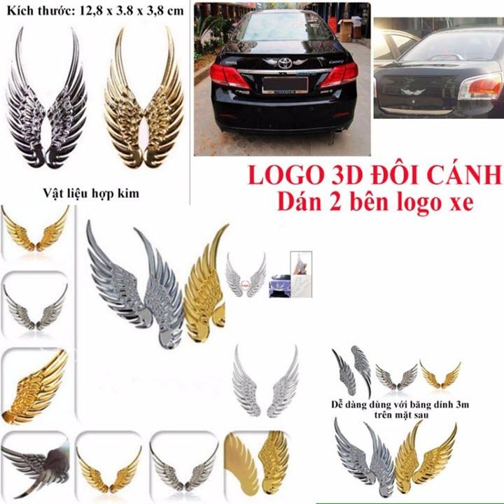 Logo 3d đôi cánh dán xe