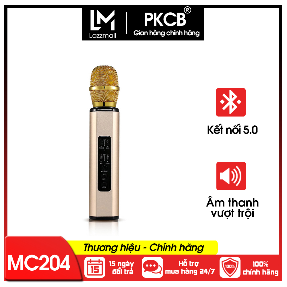 Micro Không dây Bluetooth kèm loa hát Karaoke Micro nghe nhạc có khay gắn Thẻ nhớ cao cấp chống hú hát hút giọng PKCBK6 NEW có thể dùng để trợ giảng