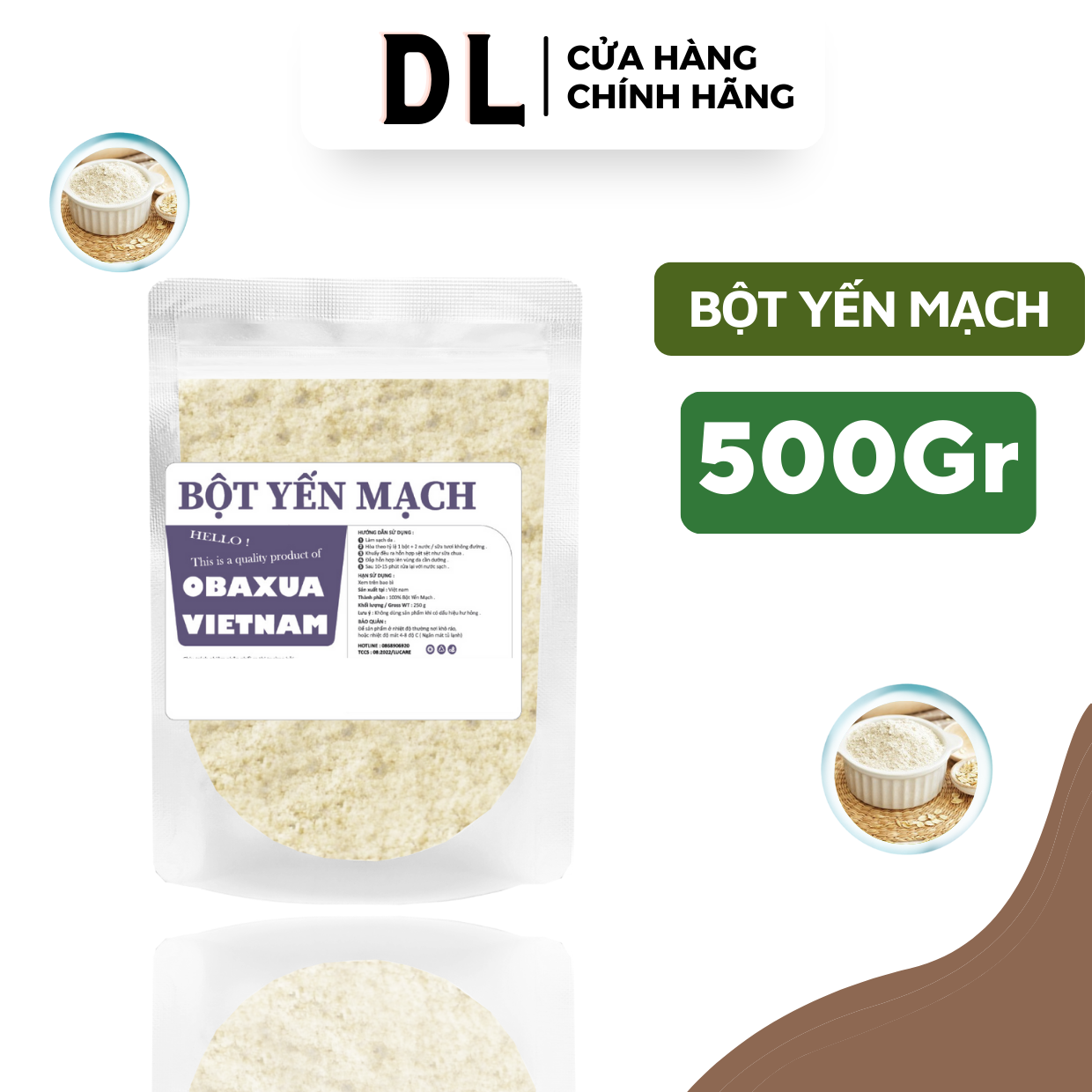 Bột yến mạch nguyên chất xay mịn - Mặt nạ bột đắp mặt giúp làm sạch sâu, dưỡng trắng da