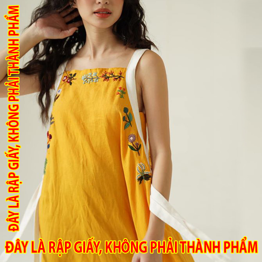 Rập giấy 30076 - đầm dây cổ ngang