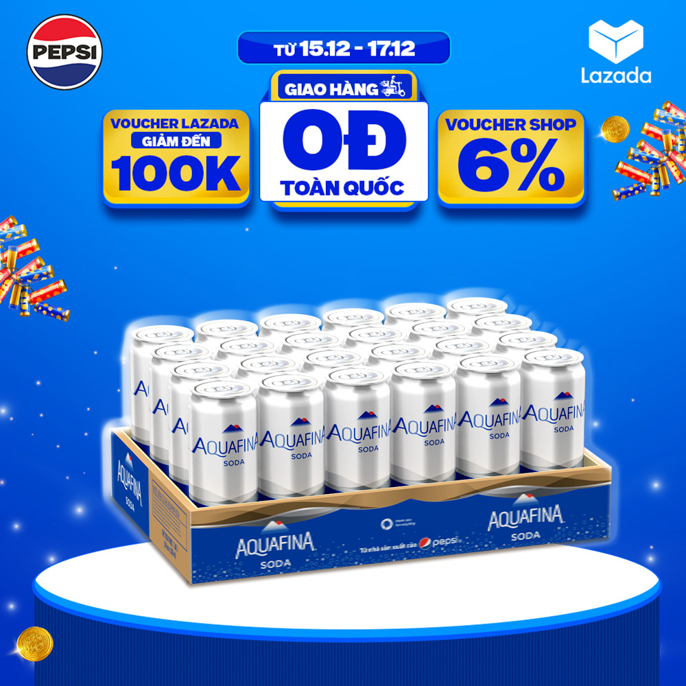 SALE 15.12 Thùng 24 Lon Nước Uống Có Gaz Aquafina Soda 320ml lon