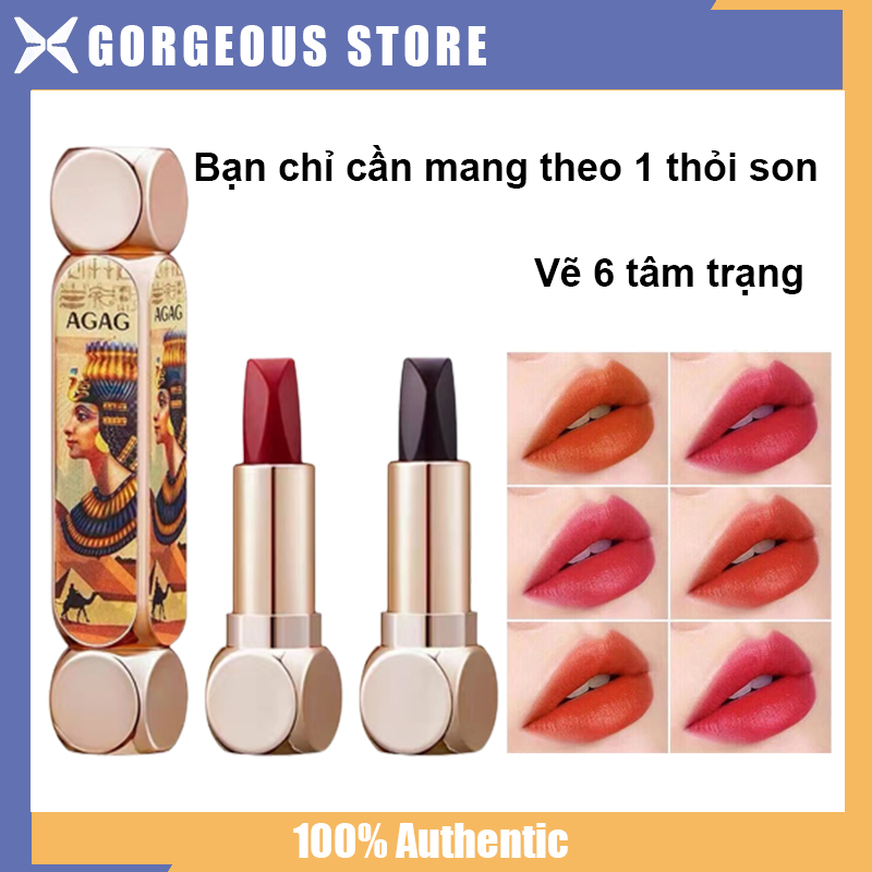 AGAG 6 màu trong 1 thỏi son, son Magic Pharaoh hot tiktok, son 3D, son 2 đầu 6 màu, Son lỳ mà thuật, son chống thấm lâu trôi