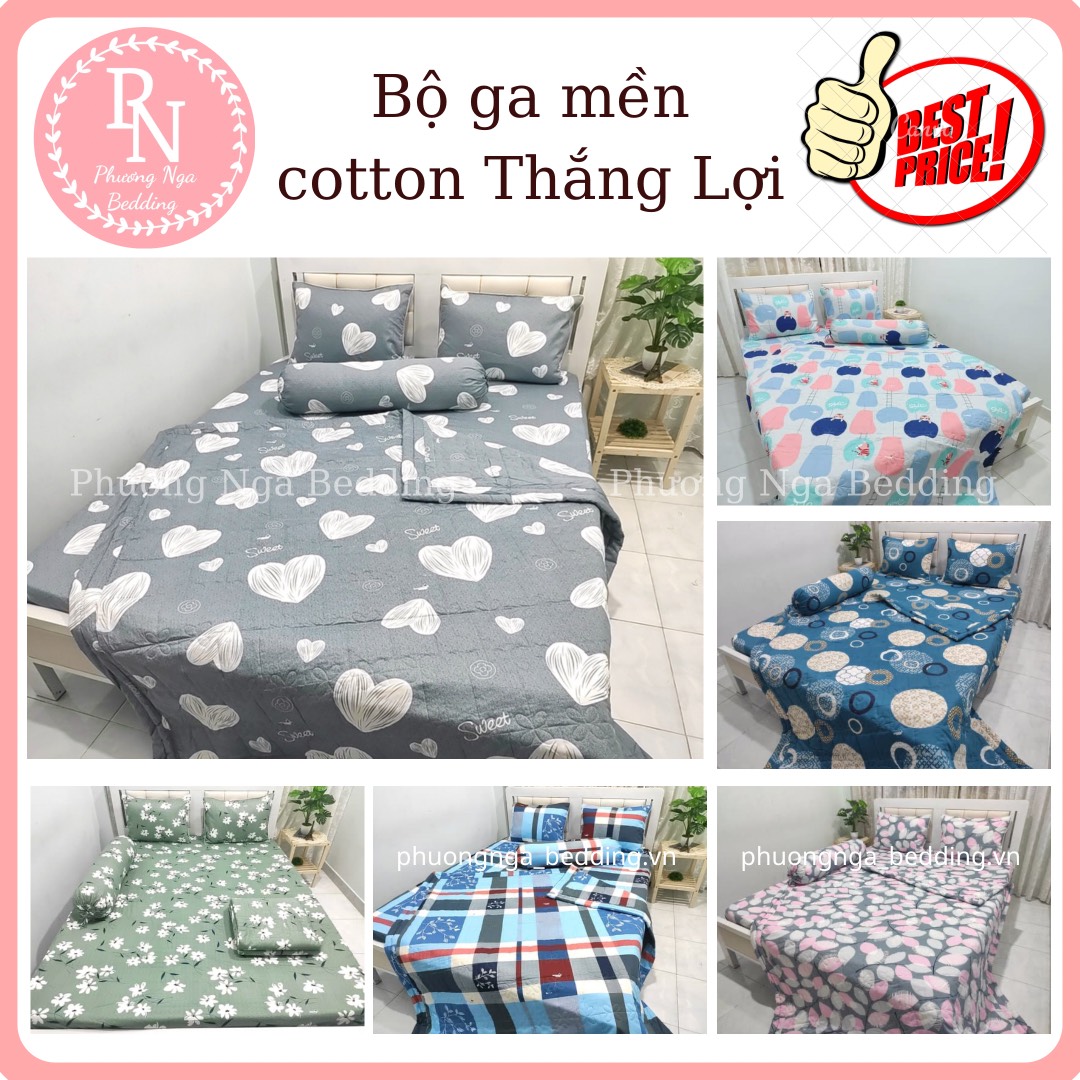 [HCM]Bộ Drap Mền (5 món) COTTON THẮNG LỢI đủ kích thước (Ib chọn mẫu)