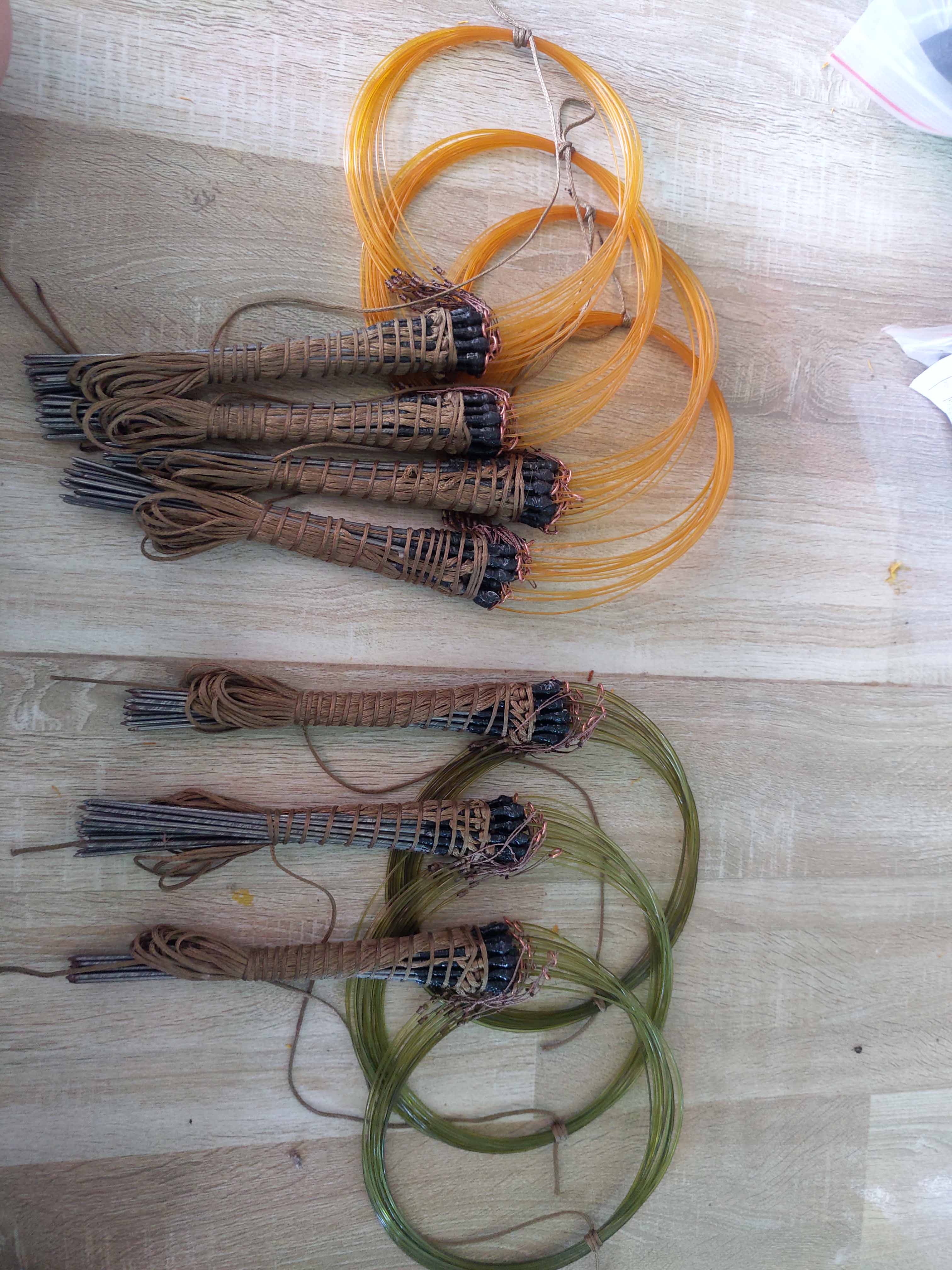 giò bẫy cúm núm gà đồng, quốc, bịp 20 chân, cước nhật khoen đồng chân 18cm