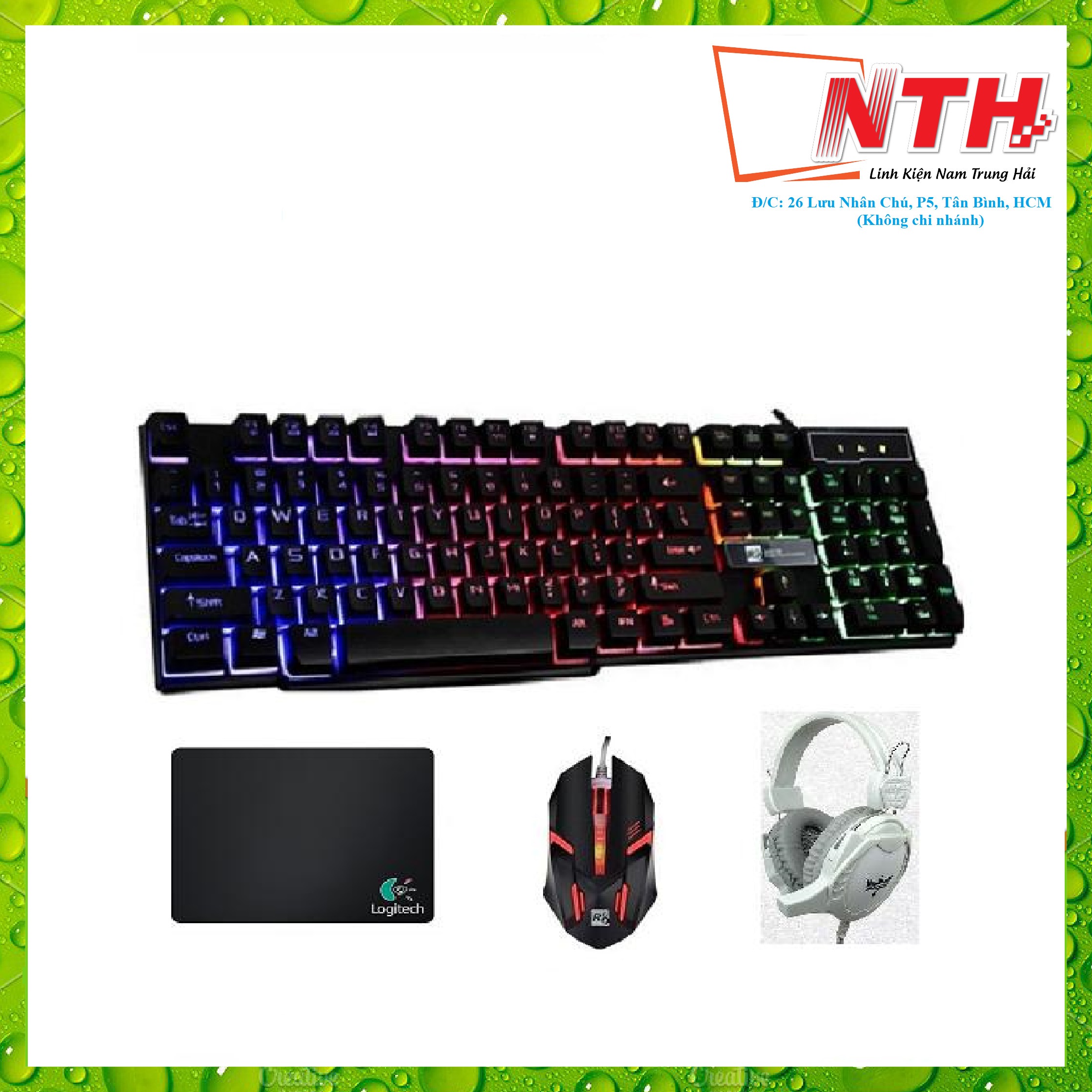 Bộ bàn phím giả cơ r8 1822 + chuột r8 1602 +tai nghe chơi game shinice h8 + tặng kèm lót t1