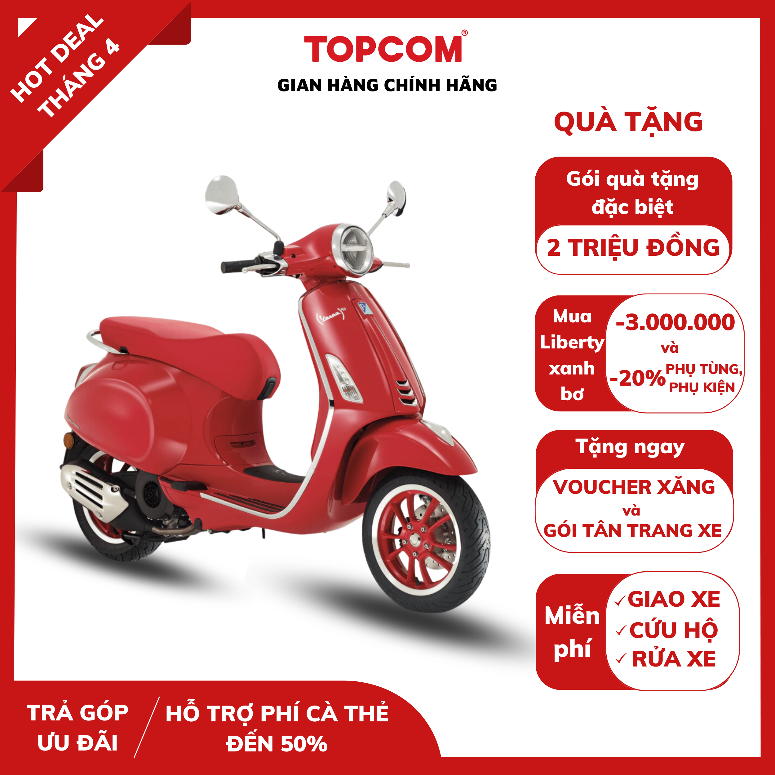 [Trả góp 0%] Xe ga Vespa Primavera RED 125cc