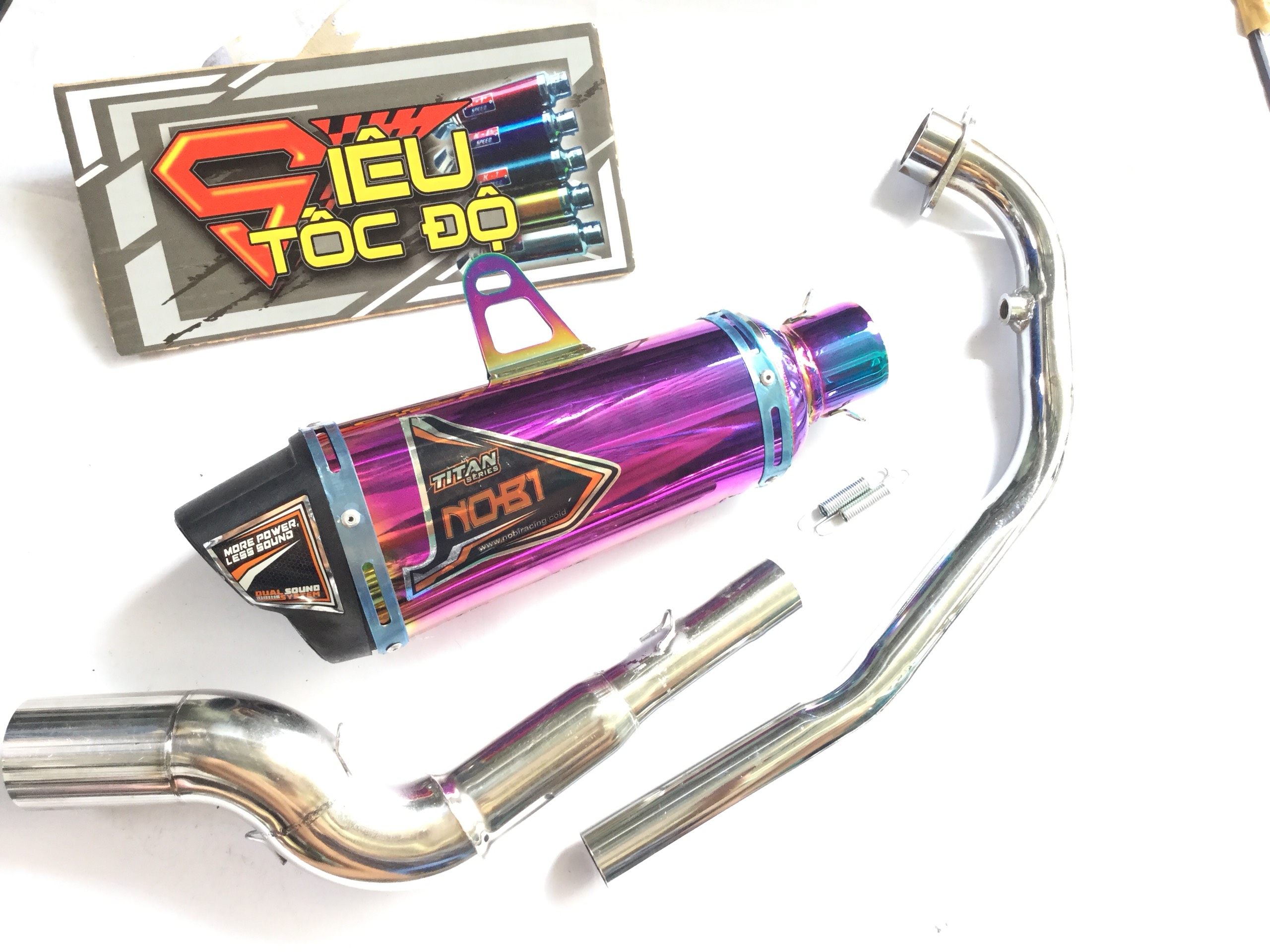 Combo pô nobi titan bao gồm cả cổ pô độ cong 2 khúc cho xe winer, sonic.........
