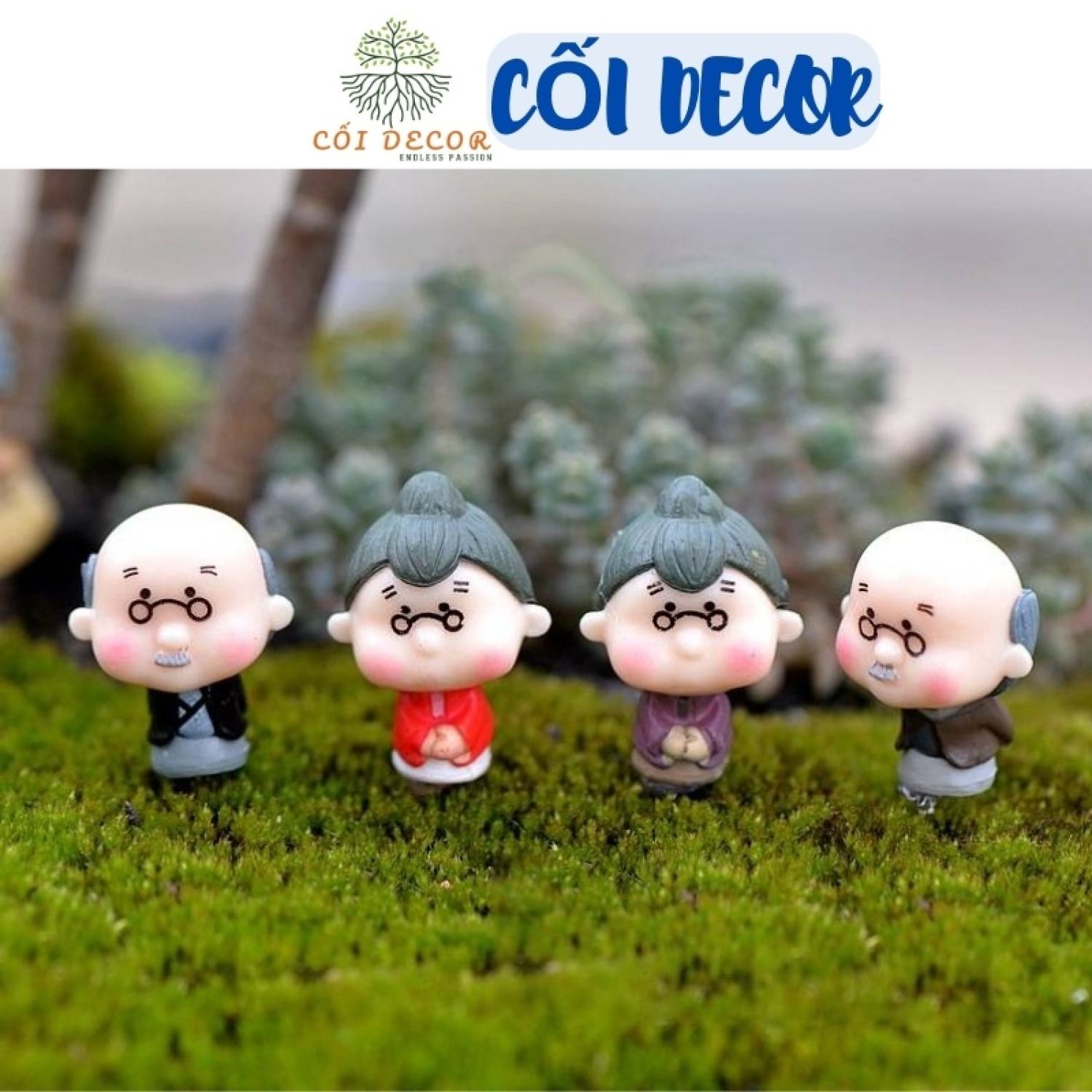Tiểu cảnh Terrarium ❤️ Cặp đôi ông bà đứng mini tiểu cảnh trang trí sen đá, sân vườn, bể cá, bể terrarium
