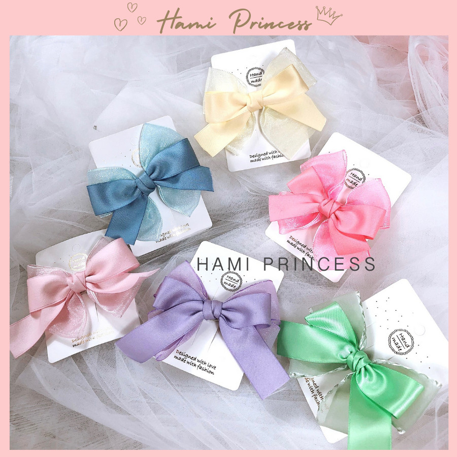 Kẹp tóc lụa mix màu mùa hè rực rỡ cực nổi bật cho bé gái hami princess