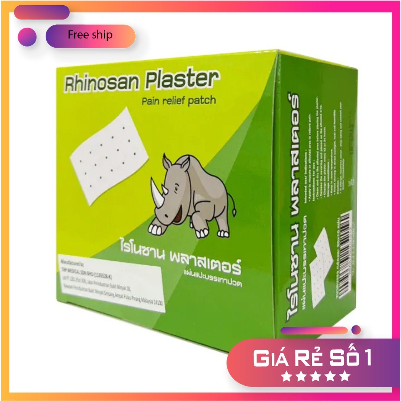 Miếng dán neobun - rhinosan thái lan giảm đau nhứt hiệu quả mẩu mới
