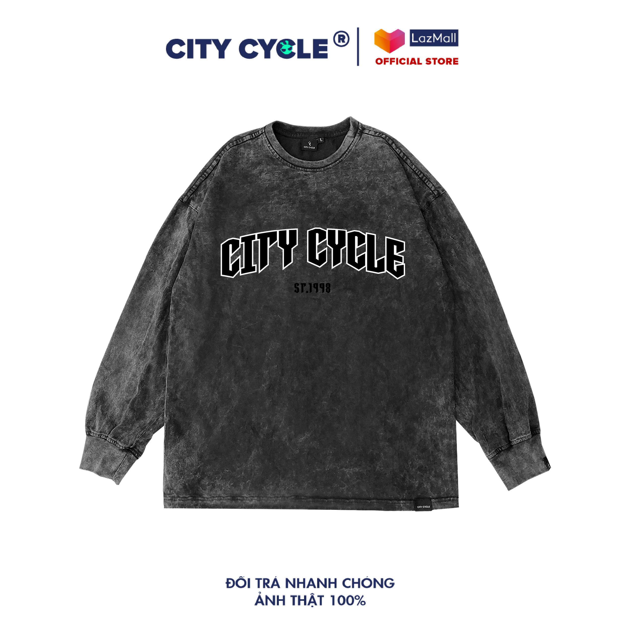 Áo sweater nỉ unisex acid 1998 City Cycle - áo nỉ sweater loang form rộng in hình Local Brand