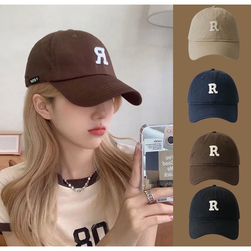 Mũ chữ cái Hàn Quốc thêu mềm đầu bóng chày mũ mens ngoài trời giải trí phụ nữ
