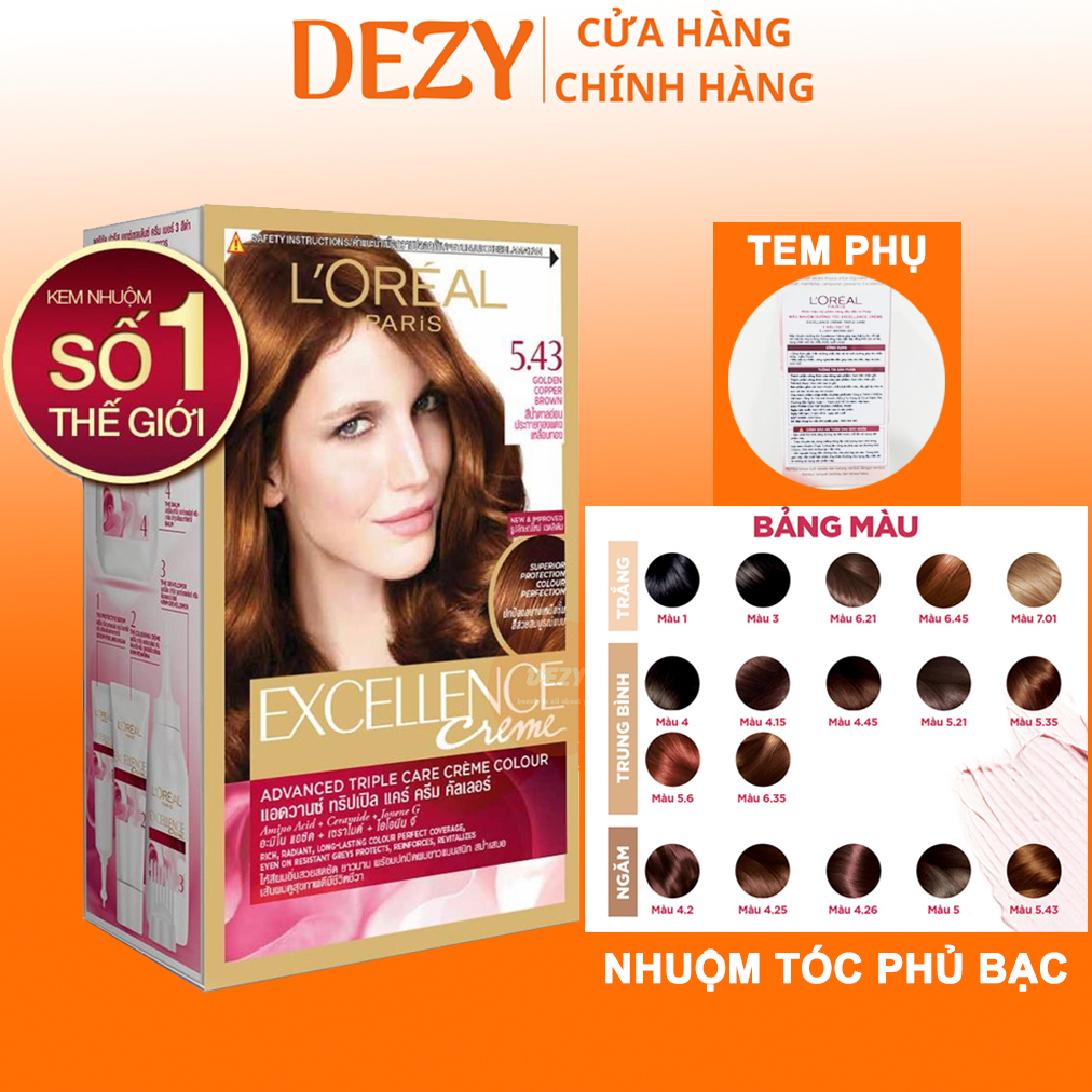 Thuốc Nhuộm Tóc Loreal Phủ Bạc Chính Hãng Đủ Màu - Nhuộm Dưỡng Tóc Keratin & Collagen Giúp Tóc Chắc Khỏe Haircare Dezy