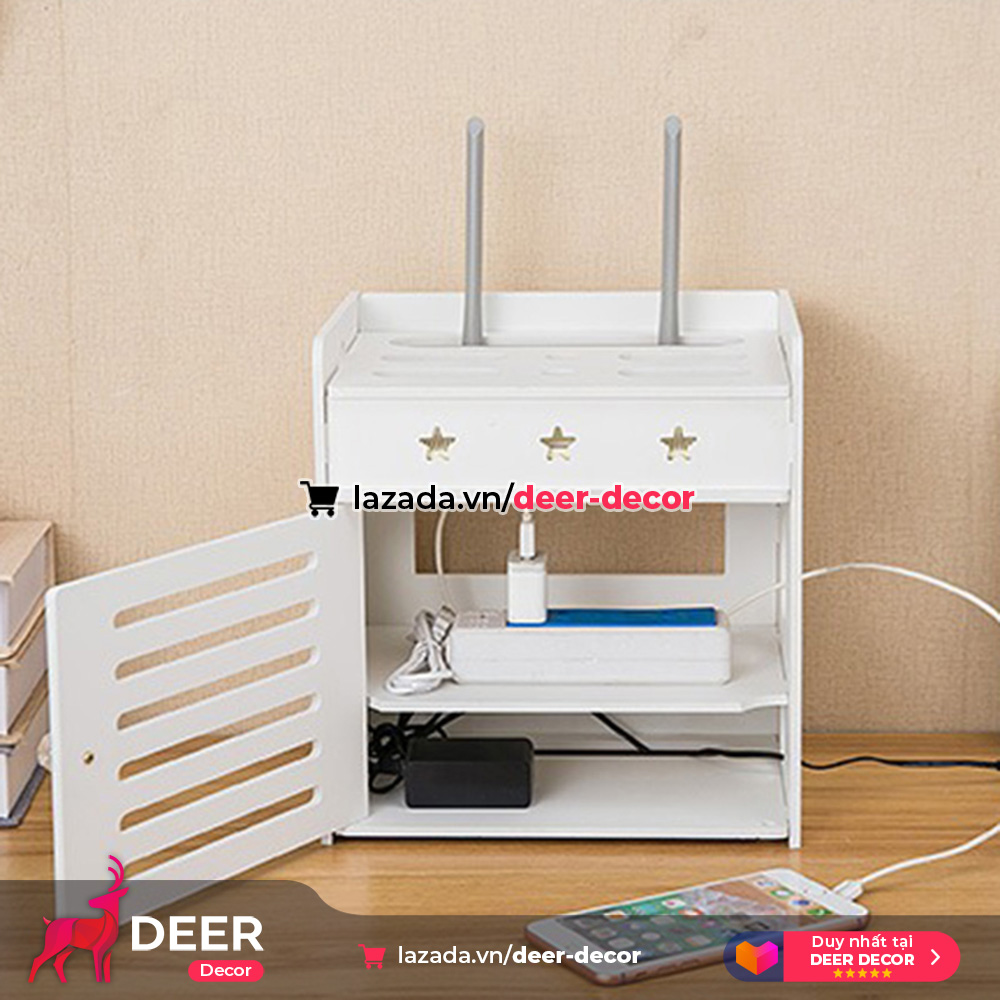 Hộp đựng thiết bị wifi - đựng ổ điện - sạc điện thoại - deer decor