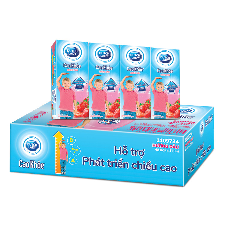 Thùng 48 hộp Sữa Dutch Lady Cao khoẻ Hương Dâu 170ml - HSD luôn mới