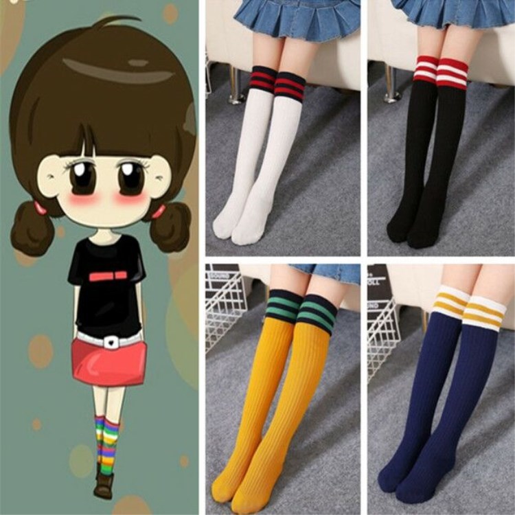  Tất Vớ Đùi Giả Bốt Cổ Dài Chất Cotton Co Giãn Cho Bé Gái Mặc Váy Bé Trai Tập Thể Thao Trẻ Em Nam Nữ 3 - 9 tuổi 