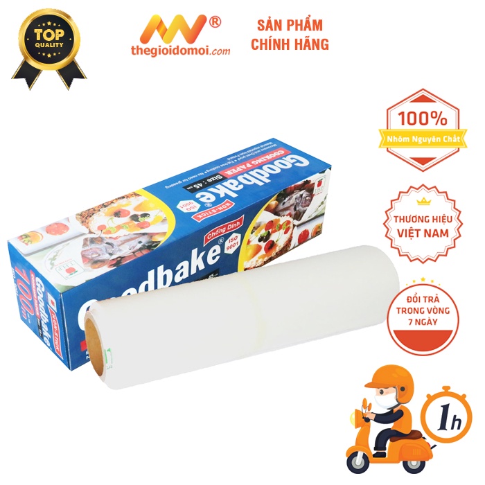Giấy nướng bánh Goodbake GB100 cuộn lớn size 45cm x 100m bột giấy thiên nhiên sử dụng nướng, chiên không dầu