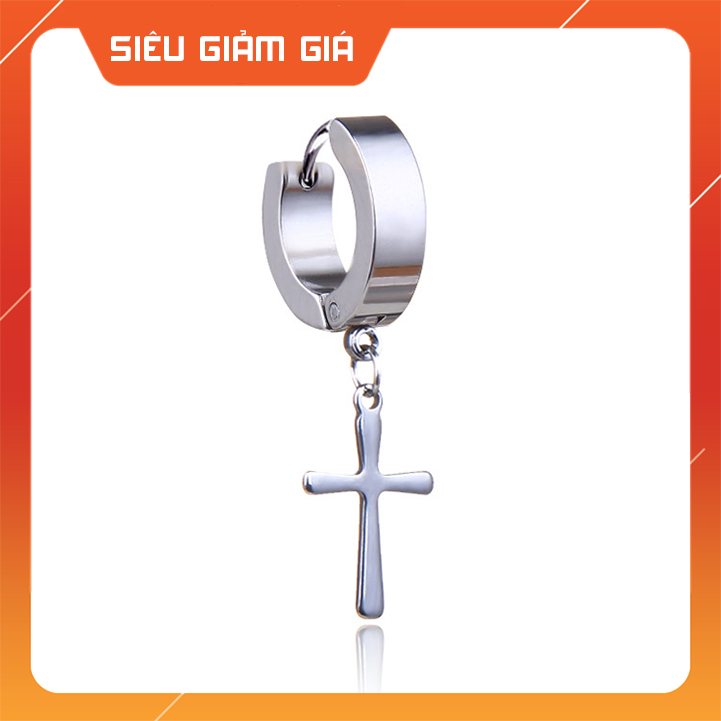 Bông tai nam thánh giá nam bấm lỗ cá tính