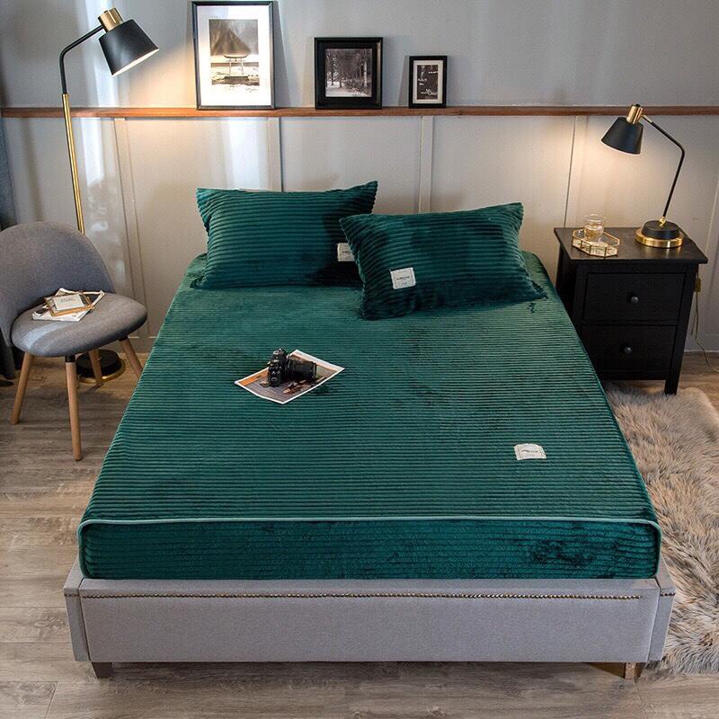 SÉT GA GỐI NỈ NHUNG TĂM MỘT MÀU TG bedding