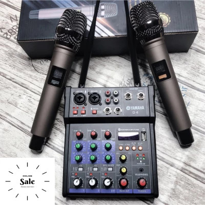 [ SALE GIÁ KHO TẶNG KÈM 2 MÍC ] Micxer Yamaha Bàn Mixer Liền Micro Không Dây Yamaha G4Thiết Bị Live Stream Bàn Trộn Mixer Có Bluetooth Usb Vang Nhại Hay - Biến Mọi Loa Thành Karaoke Chuyên Nghiệp Nhỏ Gọn Tiện Dung Đi Động BH 12T.