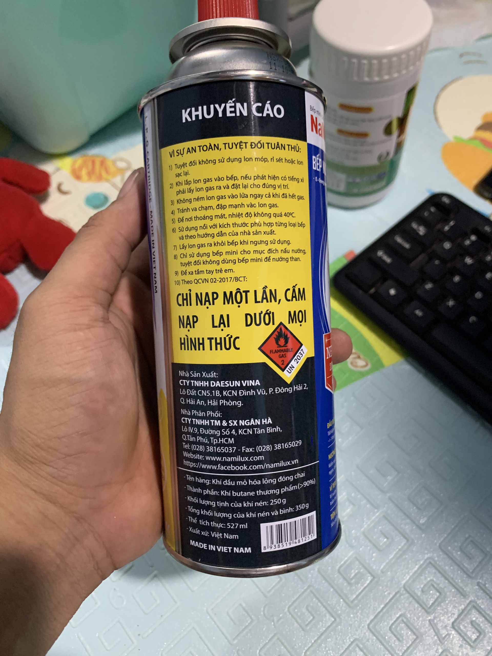 Lon gas chuyên dụng namilux - hàng chính hãng namilux