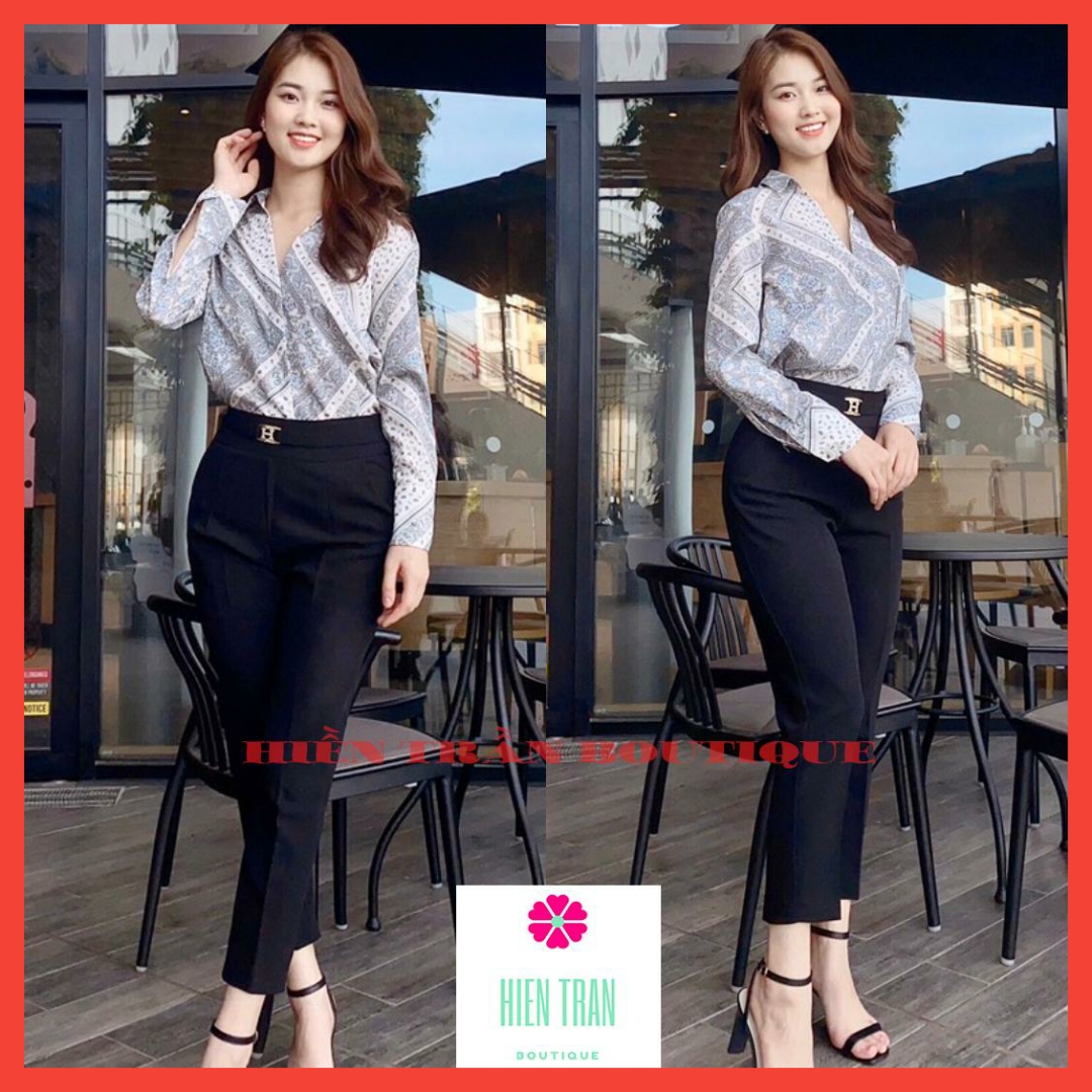 Quần baggy nữ khoá sườn giọt lệ phối đai chữ H, chất vải cao cấp, mặc tôn dáng-hientranboutique