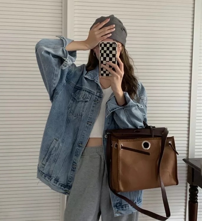 Áo khoác jean nữ cá tính thời trang st 02 xanh trơn nhạt - siêu thị online 247