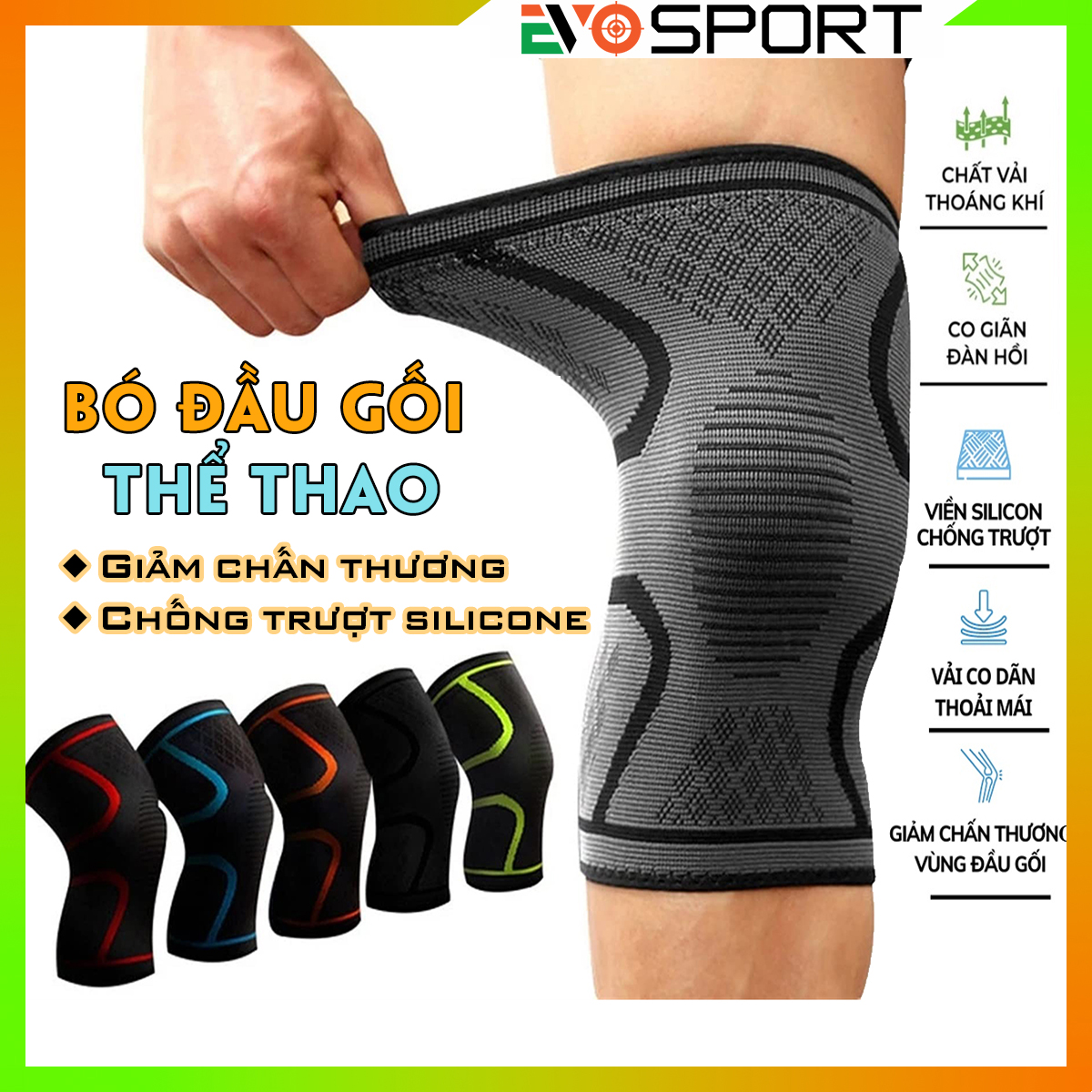 Bó Gối Thể Thao chống Trượt, Băng Bảo Vệ Đầu Gối Tập Gym Thể Hình Bóng Đá Cầu Lông Bóng Chuyền Bóng Rổ AL7718