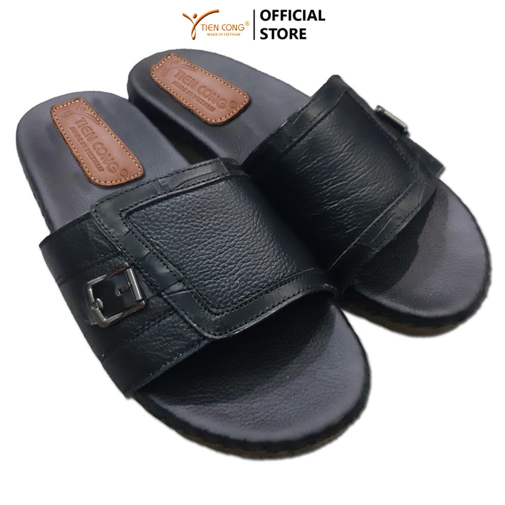 Dép Quai Ngang Nam TIẾN CÔNG Da Bò Thật Đế DR TCF1090