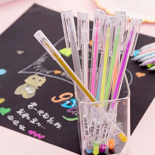 Combo 6 Bút Nhũ Bút Dạ Quang Nhiều Màu Viết Thiệp Viết Trang Trí Quà Tặng Cho Bé