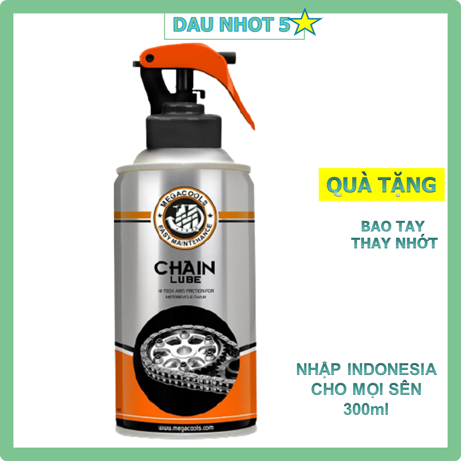 Chai xịt dưỡng sên, bôi trơn sên MEGACOOL 300ml, Nhập khẩu Indonesia, Dùng cho mọi loại sên, Sản phẩm chất lượng, shop uy tín