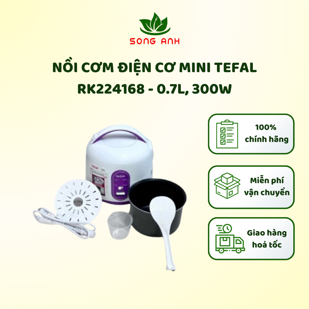 Nồi cơm điện cơ mini tefal rk224168 - 0.7l, 300w - hàng chính hãng- sự lựa chọn hoàn hảo cho gia đình ít người.