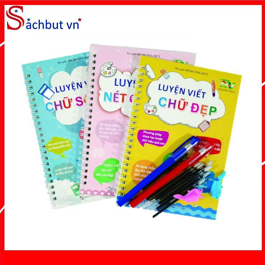 Set 3 vở tập tô tập viết tự xóa Thần Kỳ + Tặng kèm Bút tự xoá cho Bé