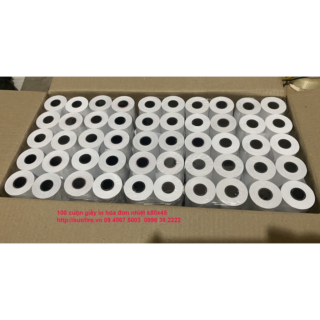 Giấy in nhiệt suntek 80x50 khổ giấy k80 mm in hoá đơn nhiệt 10 cuộn
