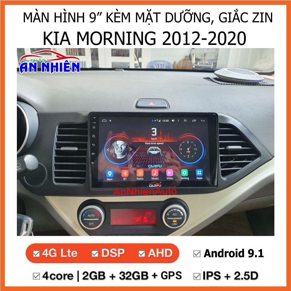 Màn Hình Android 9 Chạy Sim 4G  Cho Xe KIA MORNING - Đầu DVD