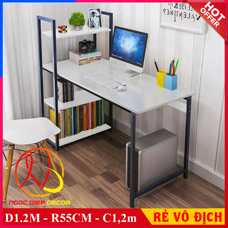 Bàn máy tính, bàn làm việc ở nhà BSGS001 Nội Thất Ngọc Diệp, Bàn sinh viên giá rẻ, dễ lắp ráp